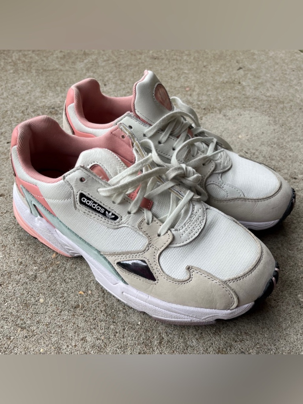 Adidas Falcon white pink Sneakers Shoes sz 8